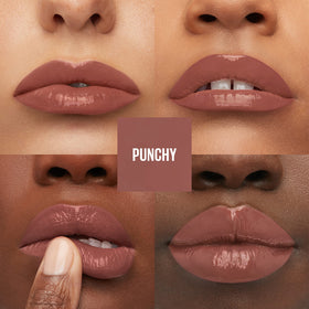 MAYBELLINE swatch texture on paper showing high-pigment vinyl finish and smooth glide