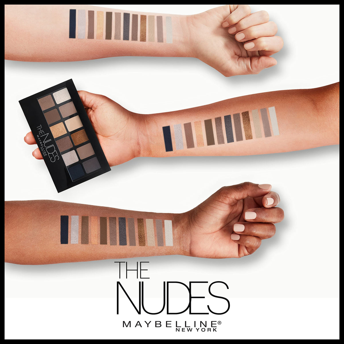 Maybelline arm swatches demonstrating shade range and blendable finish