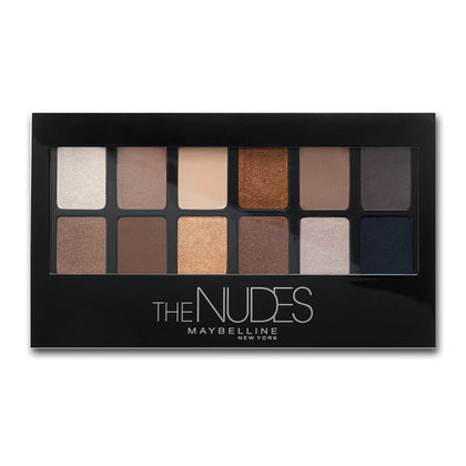 Maybelline palette front view showing compact design and neutral selection for easy transport