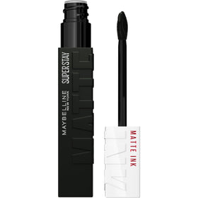 Maybelline Thrill Seeker front packaging showing matte black tube and label benefit