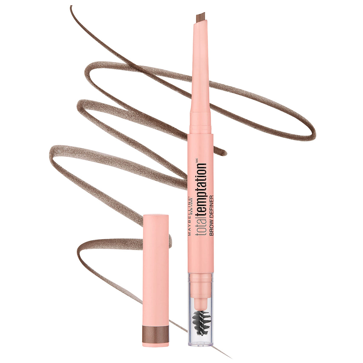 Maybelline Total Temptation front view showing packaging and compact design for effortless brows