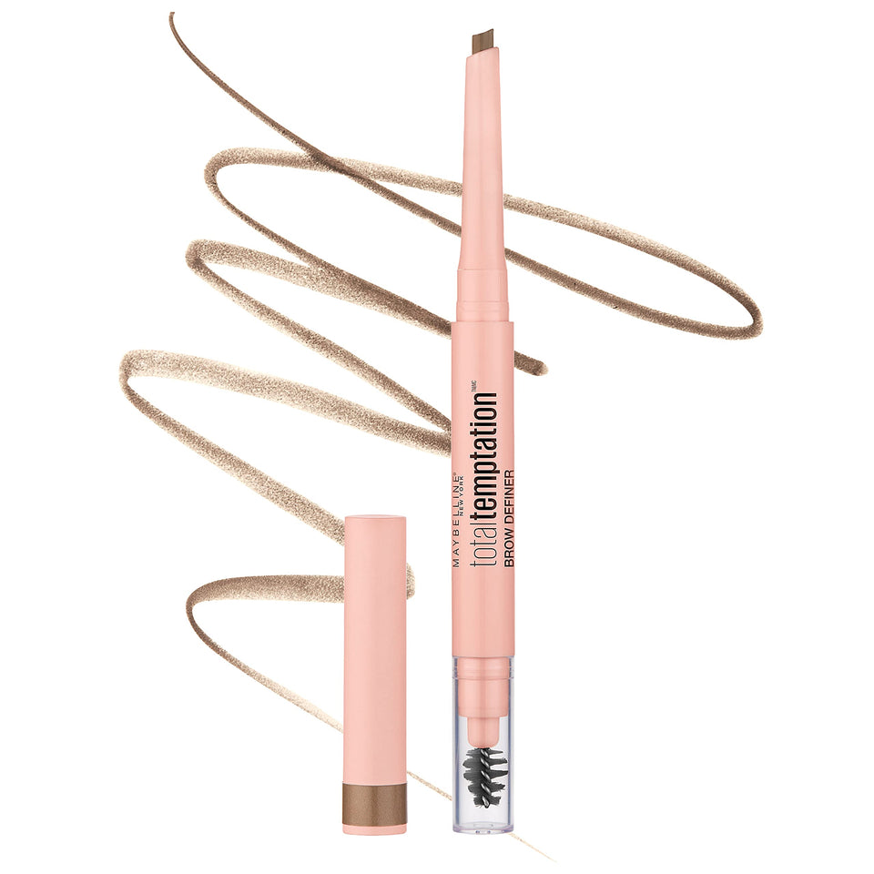 Maybelline Total Temptation pencil front view showing blonde color and compact design for easy use