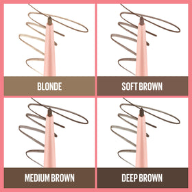 MAYBELLINE swatch of Medium Brown strokes showing color payoff benefit realistic texture
