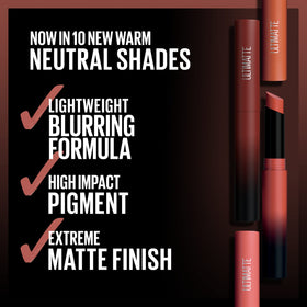 Maybelline Ultimatte texture swatch on arm showing rich caramel pigment payoff