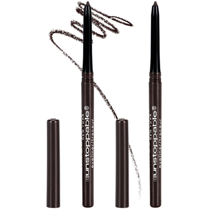 MAYBELLINE front packaging showing twin Espresso pencils and benefits