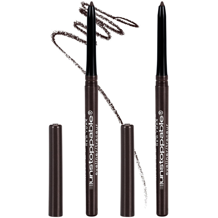 MAYBELLINE front packaging showing twin Espresso pencils and benefits