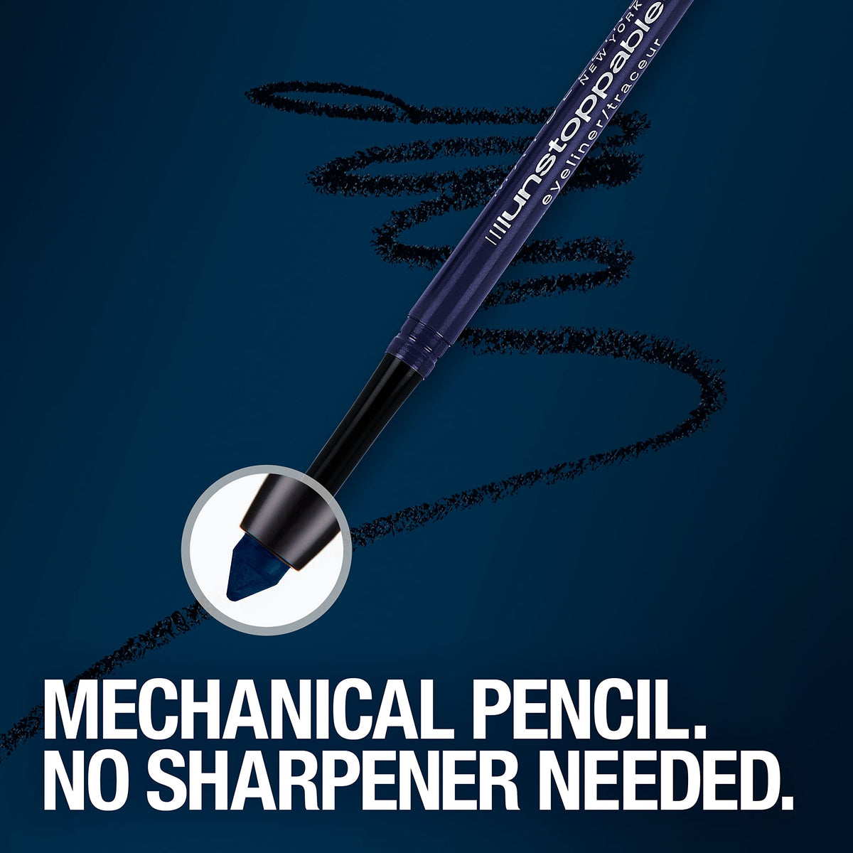 Maybelline Unstoppable pencils peeking from a makeup bag illustrating convenience on the go
