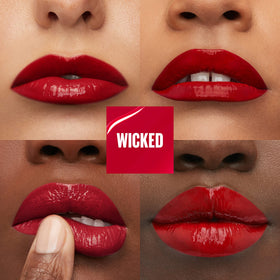 Maybelline Wicked swatch texture on skin revealing glossy pigment and color payoff