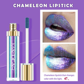Maydear chameleon application swatches showing blue-to-purple shift and full coverage