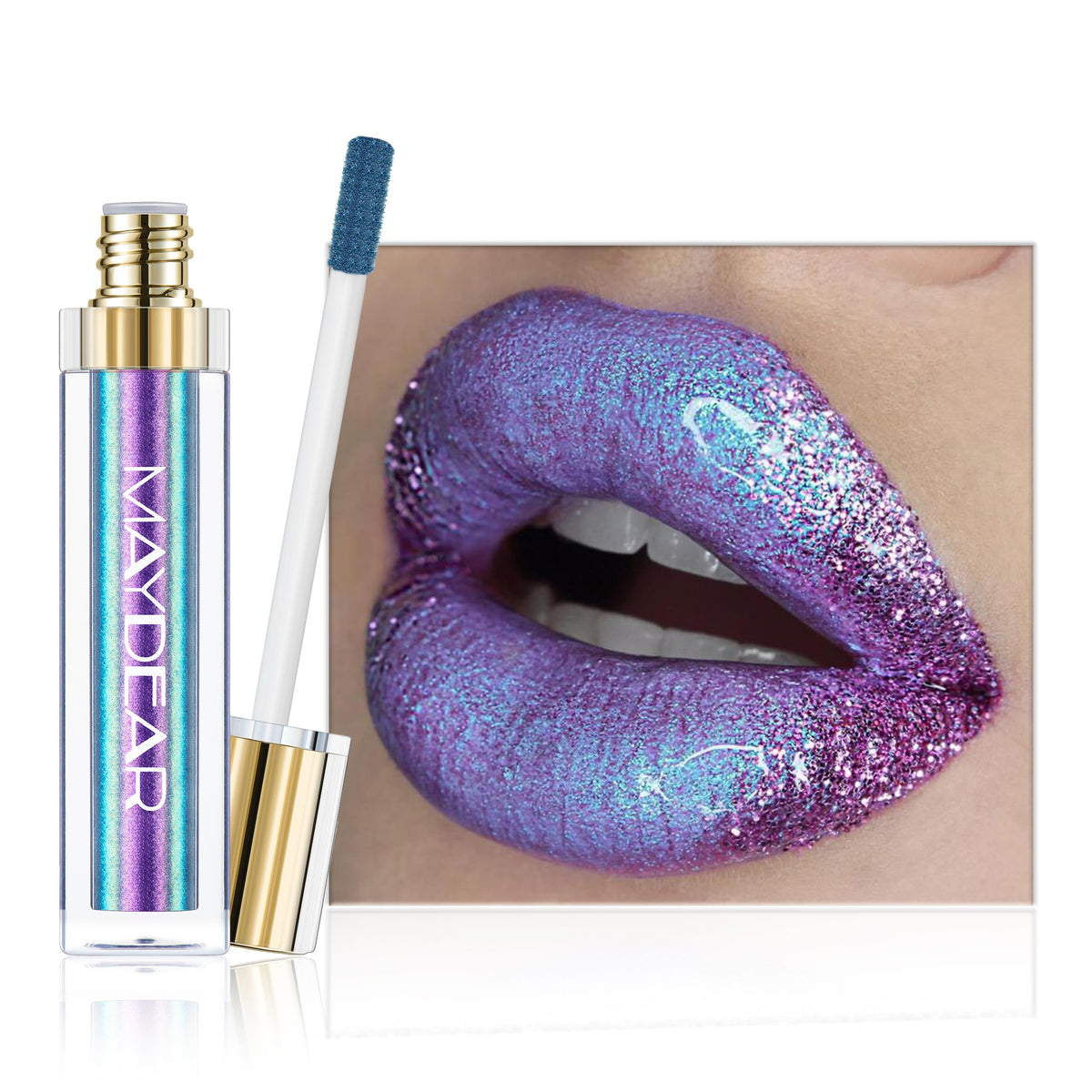 Maydear chameleon front packaging showing metallic blue-purple tube for bold color