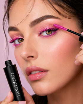 Maydear rose mascara texture swatch showing smooth, buildable color payoff