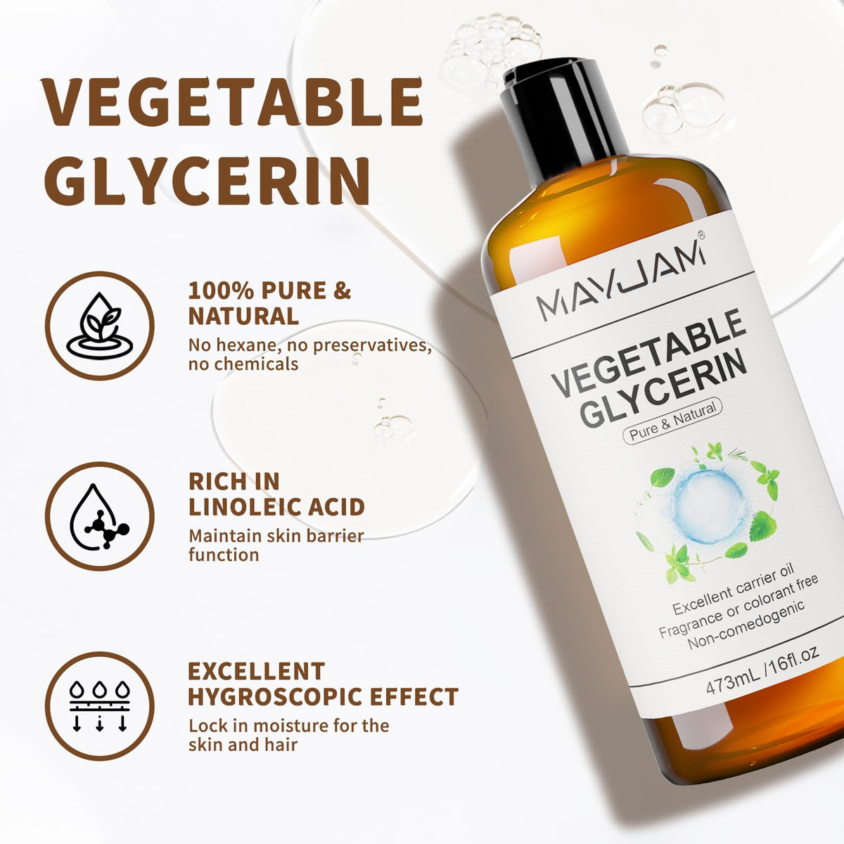 MAYJAM pouring glycerine close-up demonstrates smooth texture and control