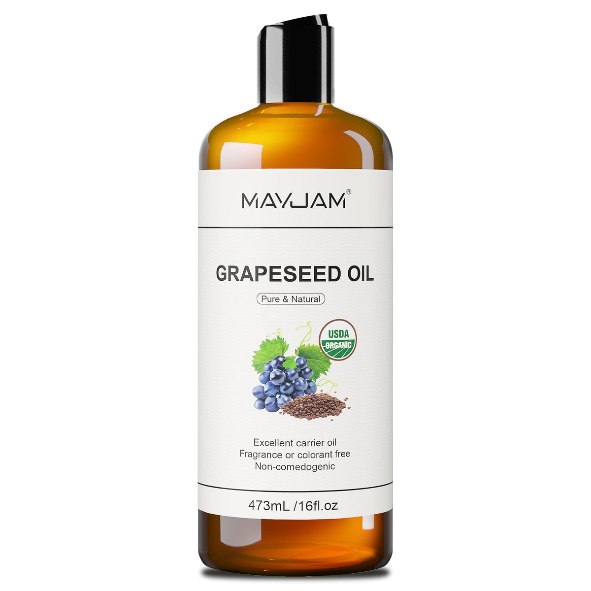MAYJAM front label on 16 oz bottle showing organic certification and product name