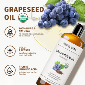 MAYJAM oil pouring onto hand demonstrating quick absorption and lightweight hydration