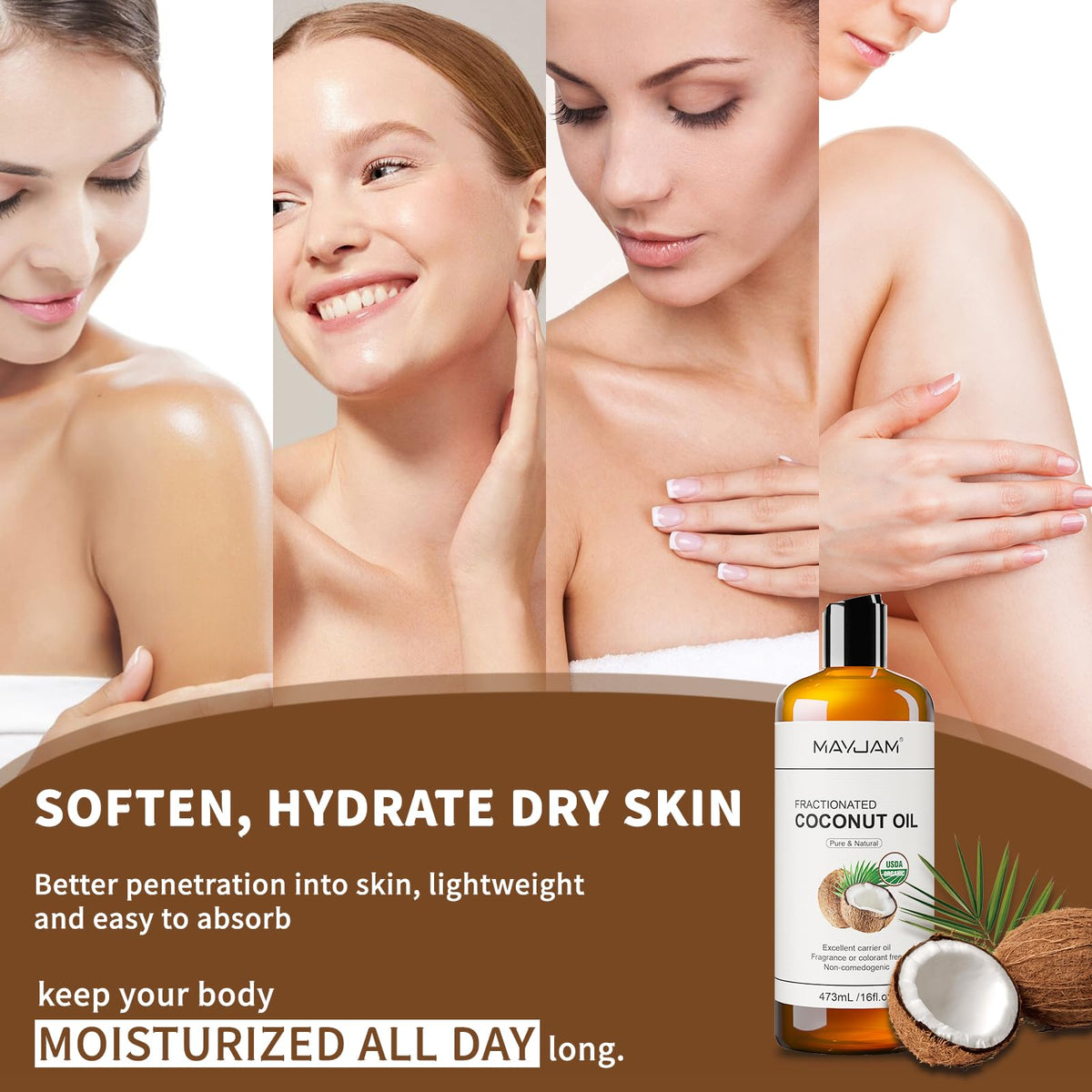 MAYJAM used in body massage illustrating fast-absorbing glide and hydration