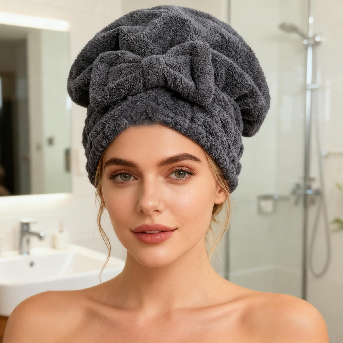 MAYOUTH turban next to a hand for size comparison showing compact, travel-friendly fit