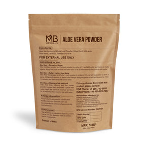 MB Herbals powder close-up texture showing fine aloe granules for mixing