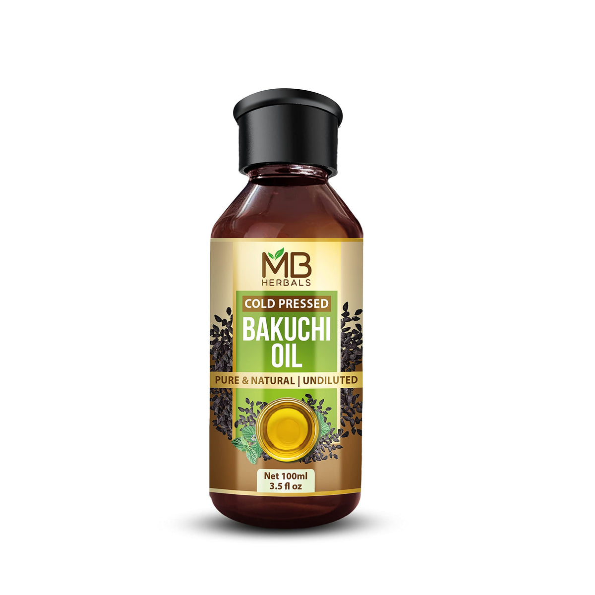 MB Herbals bakuchi oil in use scalp application demonstrating diluted mix and targeted massage benefit