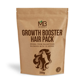 MB Herbals front packaging pouch showing ingredients and net weight, highlighting natural blend