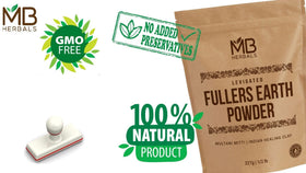 MB Herbals labelled pouch detail highlighting 'no fragrance, no preservatives'