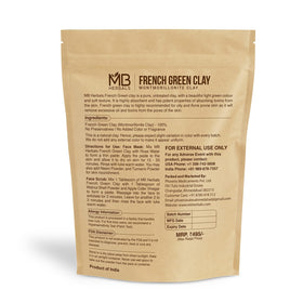 MB Herbals close-up of green clay powder showing fine texture and absorbency