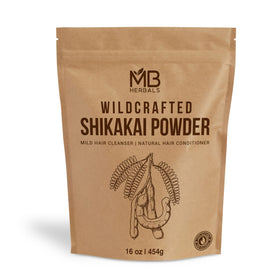 MB Herbals front packaging showing 454g shikakai powder and clear labeling, natural benefit