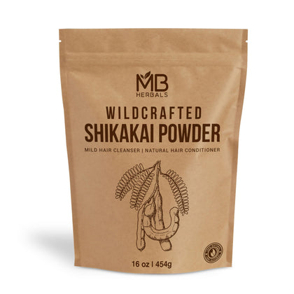 MB Herbals front packaging showing 454g shikakai powder and clear labeling, natural benefit
