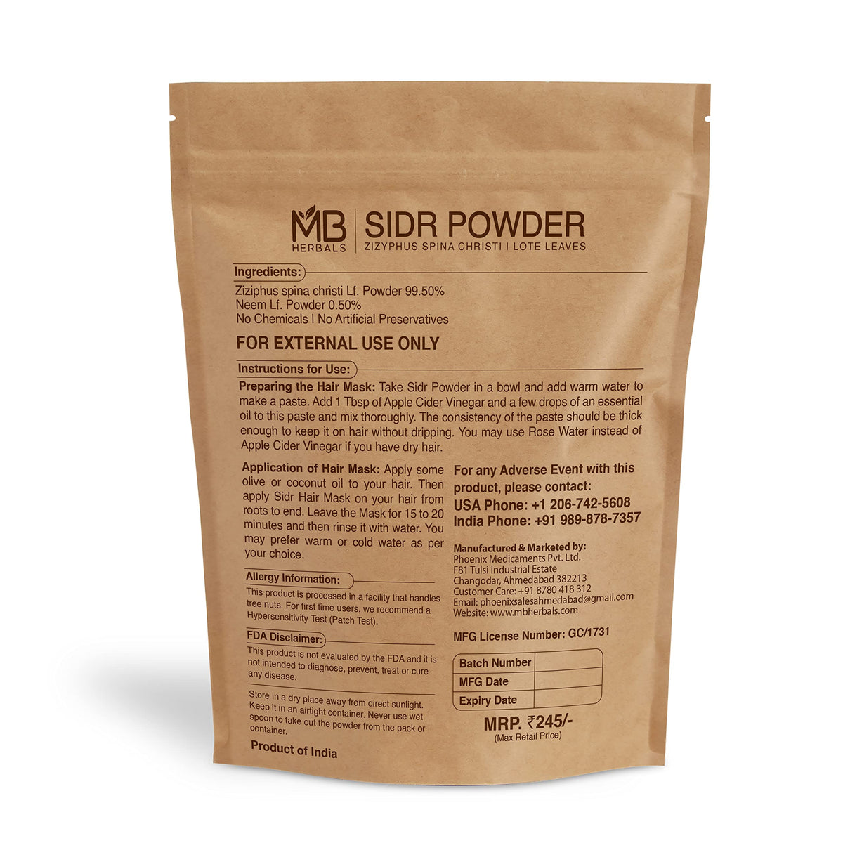 MB Herbals sidr powder close-up texture, fine natural powder for smooth hair masks