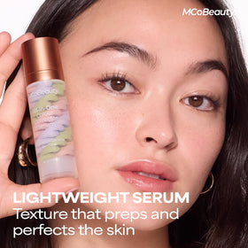 MCoBeauty ingredients panel showing hyaluronic acid and niacinamide benefits