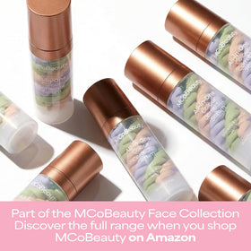 MCoBeauty on vanity with brush showing quick daily priming routine benefit