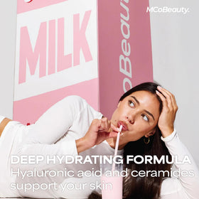 MCoBeauty applying toner by pressing into skin for smoother makeup