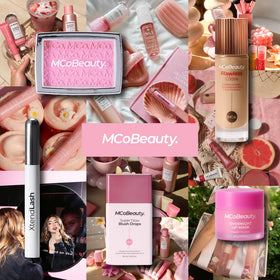 MCoBeauty lifestyle vanity scene showing product ready for daily glow routine
