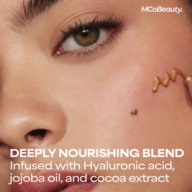 MCoBeauty swatch on hand showing buildable warm bronze and blendability