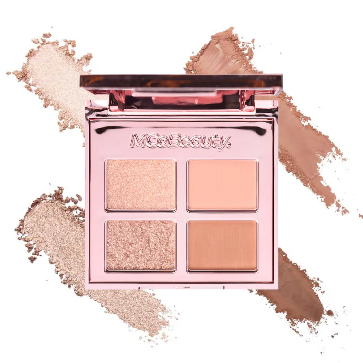 MCoBeauty compact front view showing slim packaging and brand