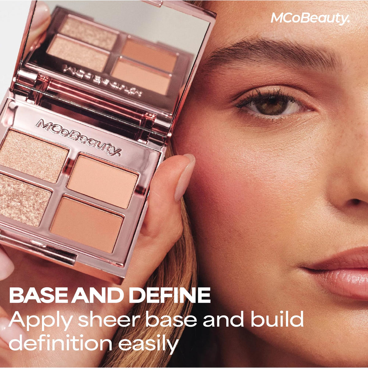 MCoBeauty open quad with mirror visible for easy touch ups