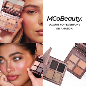 MCoBeauty palette held in hand to show compact scale and portability