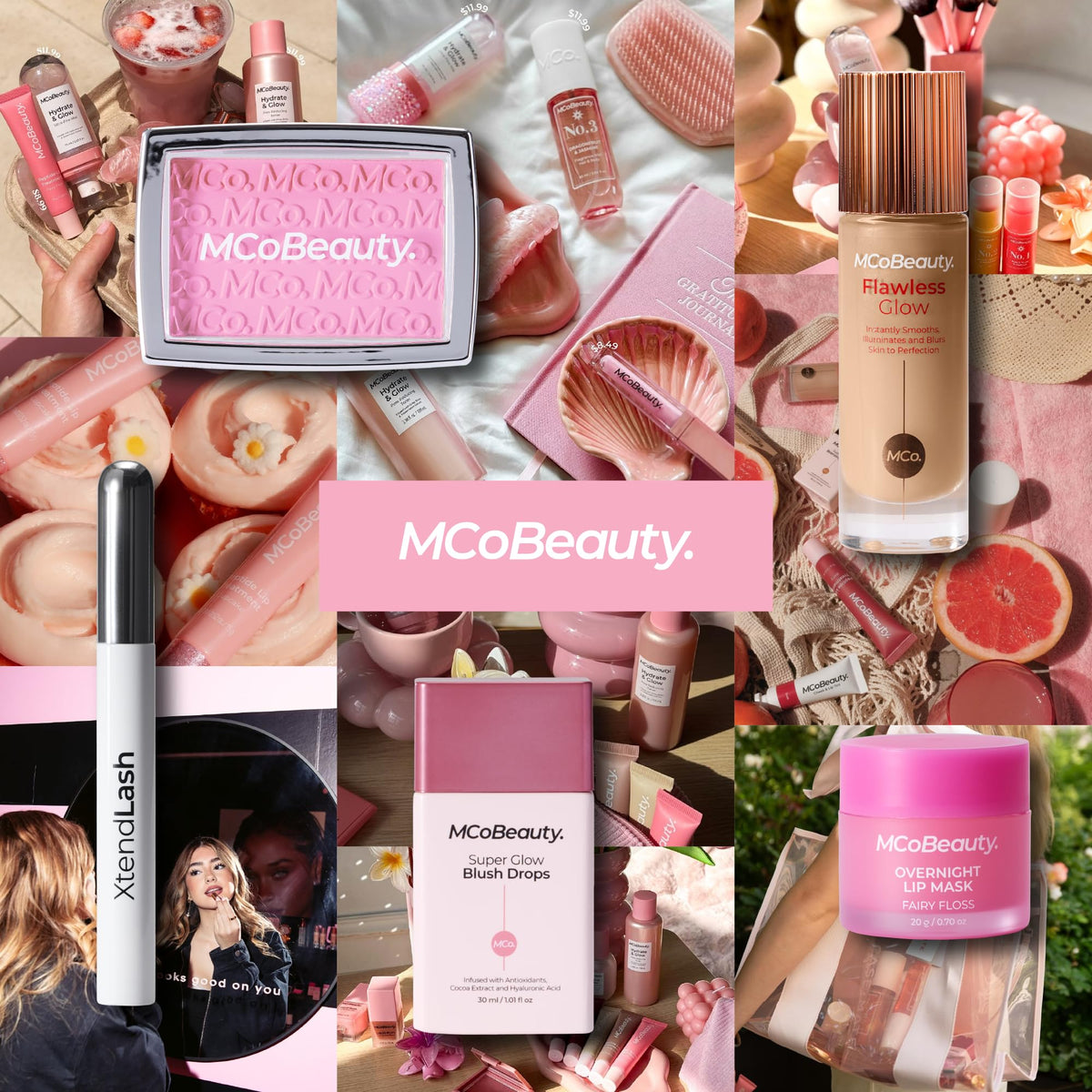 MCoBeauty palette styled in a travel pouch for on-the-go touch ups