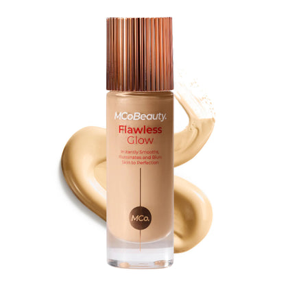 MCoBeauty bottle front packaging showing label and compact size benefit portability