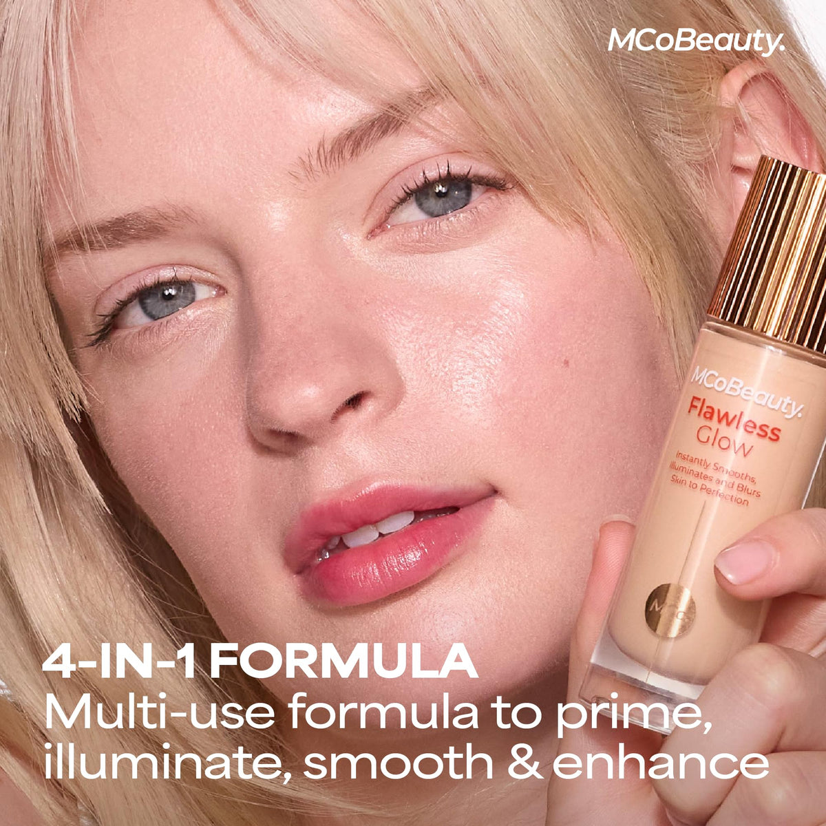MCoBeauty mixed into foundation demonstrating increased dew and glow