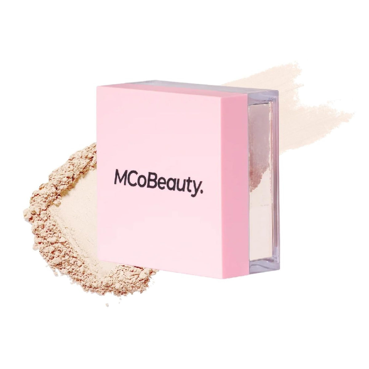 MCoBeauty front packaging showing translucent loose powder and cooling finish