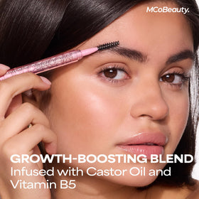 MCoBeauty on-model side profile showing natural fuller brows benefit