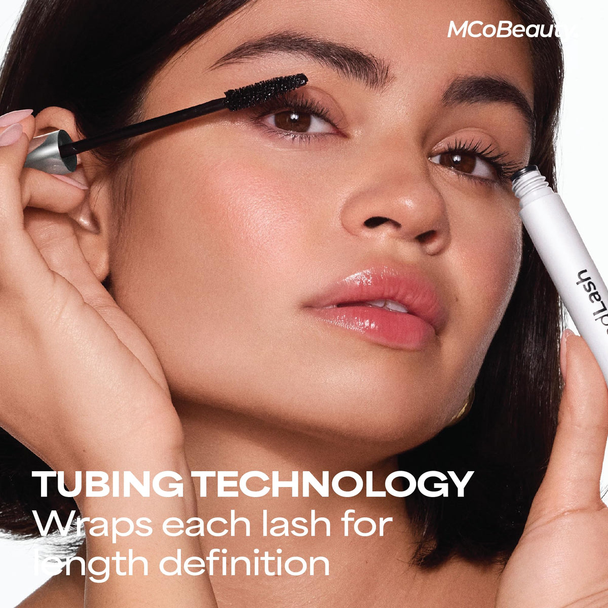 MCoBeauty XtendLash in hand for size comparison and easy-portability benefit