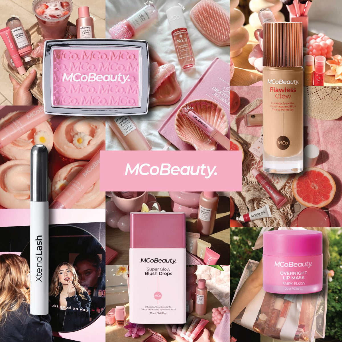 MCoBeauty XtendLash label and ingredients listing showing vegan cruelty-free benefit