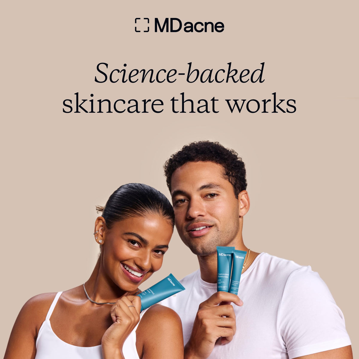 MDacne on bathroom counter in lifestyle scene showing daily skincare integration