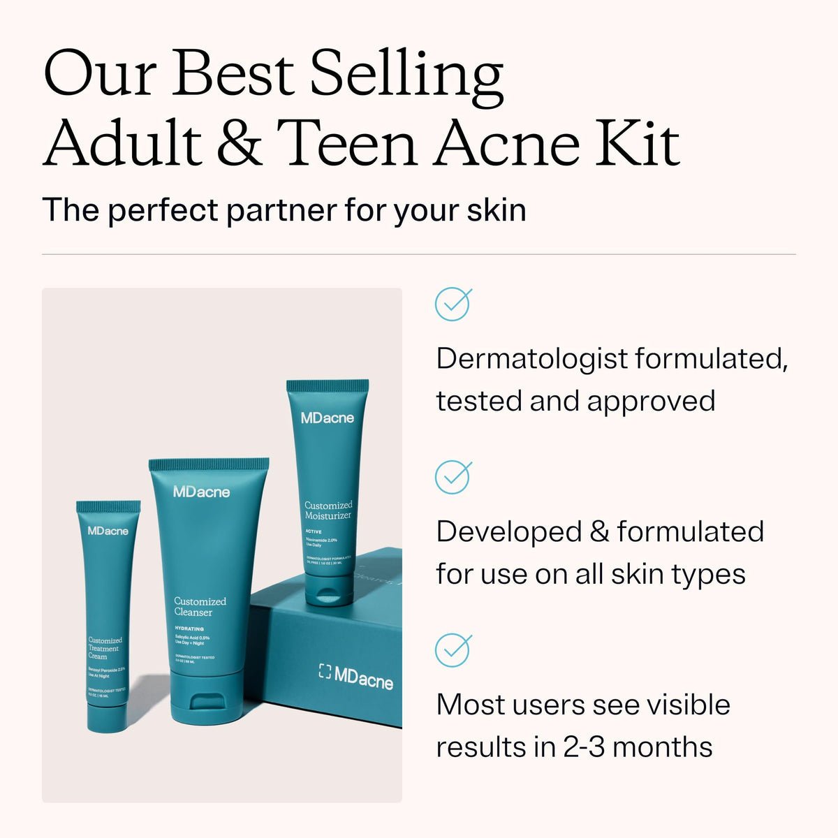 MDacne salicylic cleanser texture on pump for gentle pore-clearing