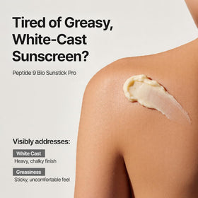 MDP Peptide 9 Bio Sunstick Pro applied on cheek for invisible coverage and quick reapplication