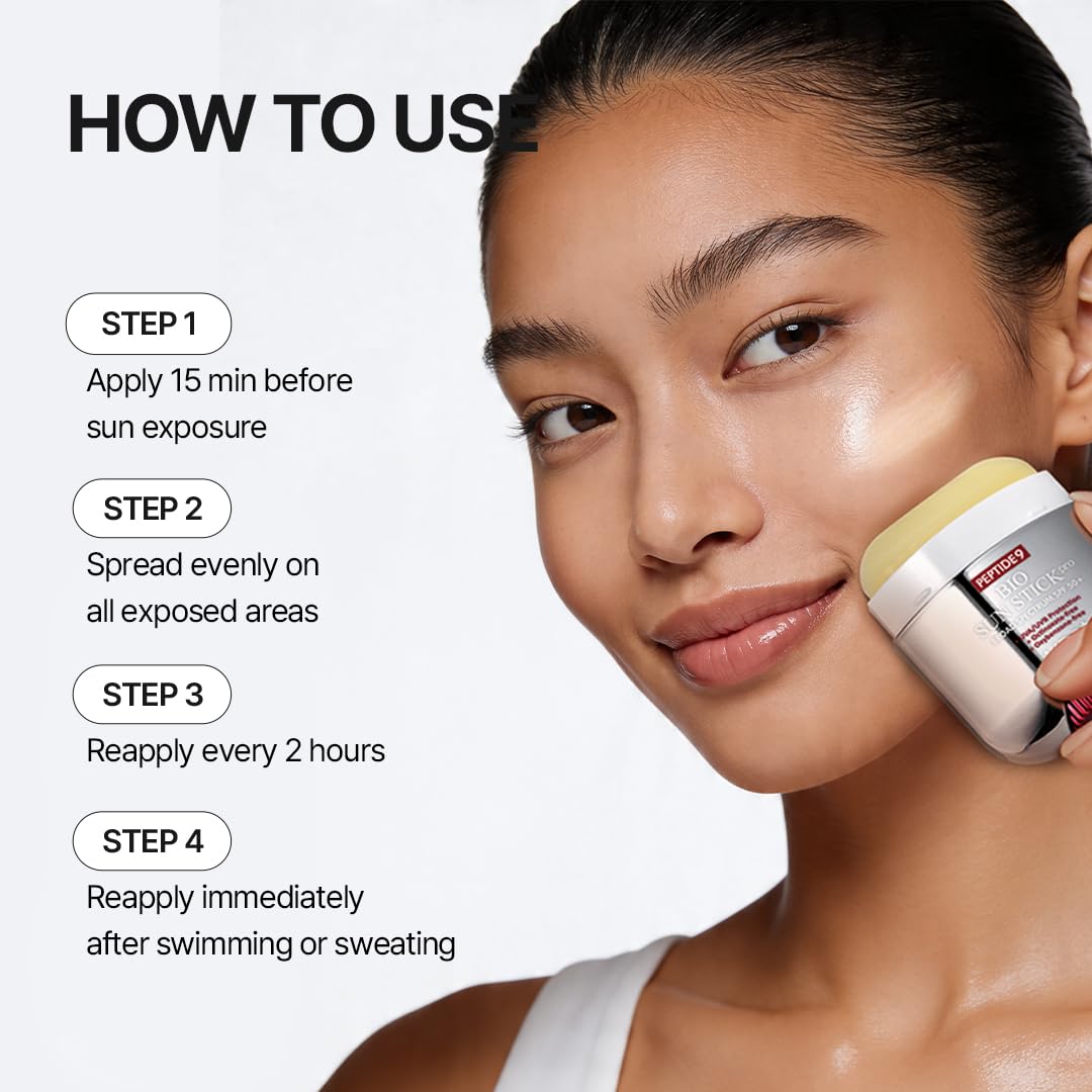 MDP Peptide 9 Bio Sunstick Pro next to a credit card showing compact size and portability
