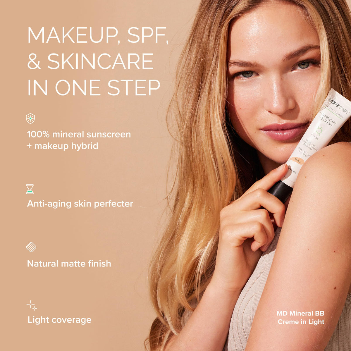 MDSolarSciences BB Crème before and after on cheek showing redness reduction