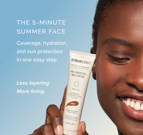 MDSolarSciences BB Crème on vanity with makeup items illustrating primer use