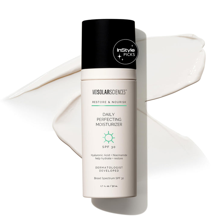 MDSolarSciences jar front showing SPF 30 and lightweight finish benefit